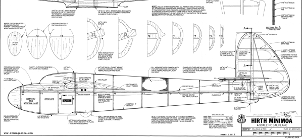Hirth Minimoa, Bauplan, Holzbaukasten Segelflugzeug